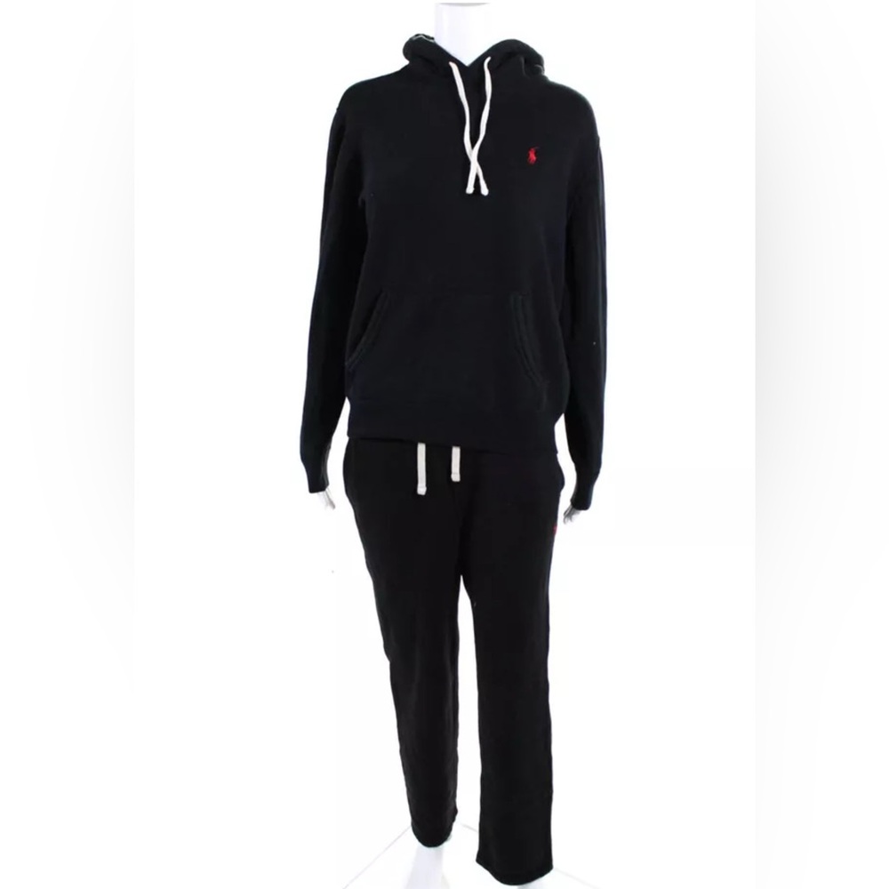 Polo Ralph Lauren Womens Black Cotton Long Sleeve Hoodie Pants Set Size S